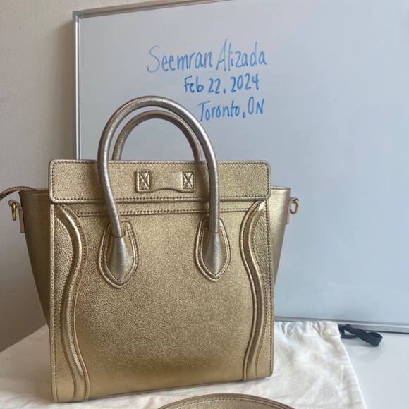 Gold Laminated Celine Nano Luggage Bag - Picture 2 of 8